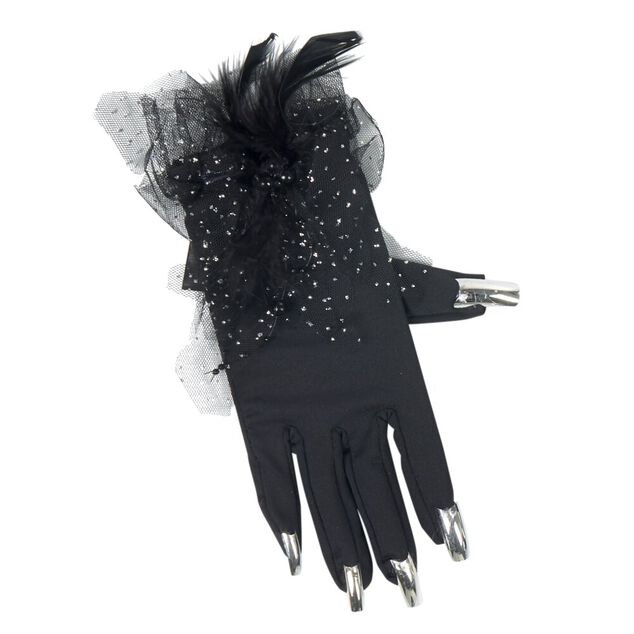 Gants noirs avec ongles de sorci&egrave;re adulte