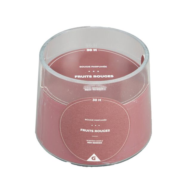 Bougie parfumée dans verre senteur fruits rouges 30H