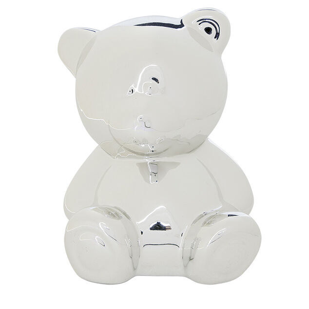 Tirelire forme ours m&eacute;tallis&eacute; en c&eacute;ramique H10,5cm