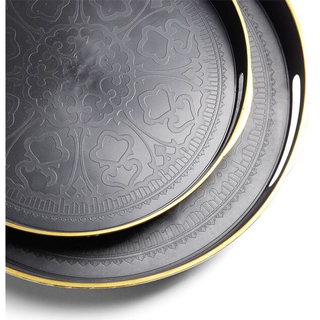 Lot de 2 plateaux Ø29cm et Ø36cm plastique noir