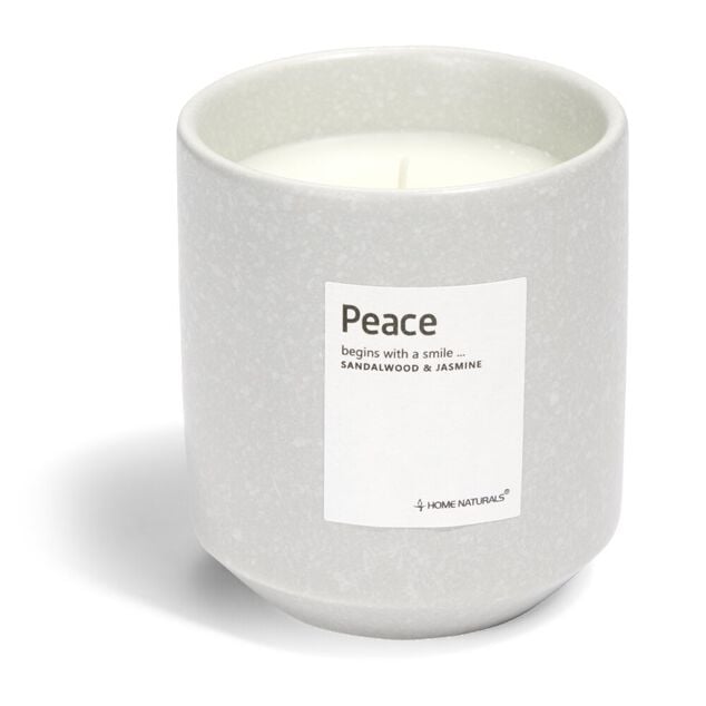 Bougie Peace pot c&eacute;ramique &Oslash;8xH9cm gris