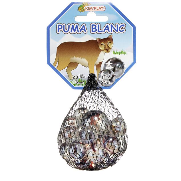 Bille en verre x20 + 1 boulard blanc Puma