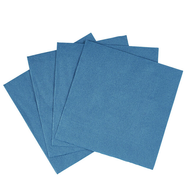 Serviette carr&eacute; unie bleu canard 2 plis en papier x50