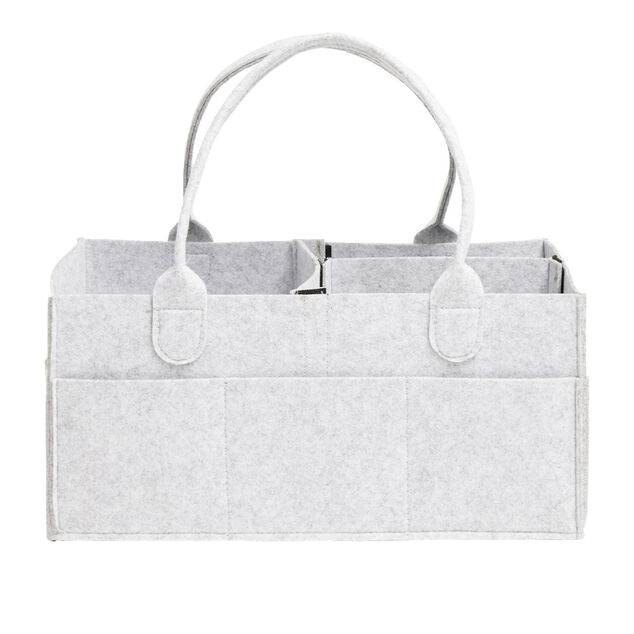 Sac de rangement 11 compartiments feutrine grise 39x23xH18cm