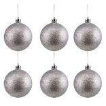 Boule de Noël pailletée argentée Ø6cm x6