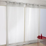 Voilage &agrave; oeillets blanc design rayures