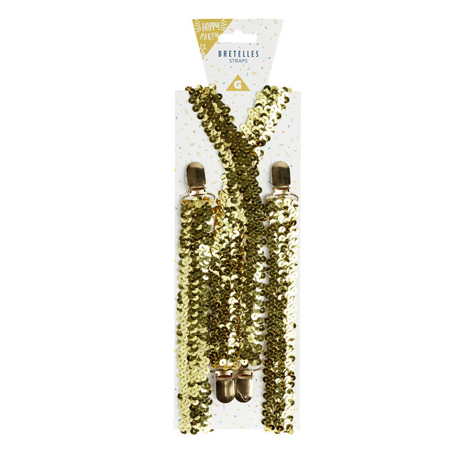 Bretelles &agrave; sequins dor&eacute;es ou argent&eacute;es L70x2cm - 2 mod&egrave;les
