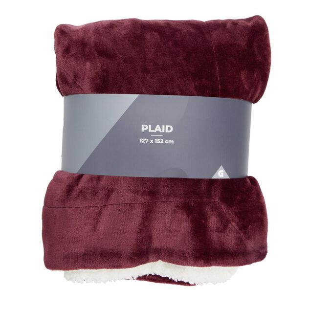 Plaid pilou pilou sherpa blanc et prune 127x152cm