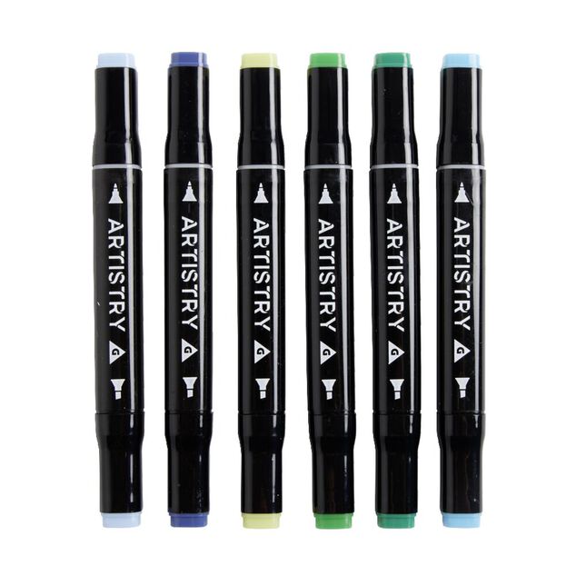 Marqueurs à double pointe teintes bleu/violet H18,5cm 6 pièces