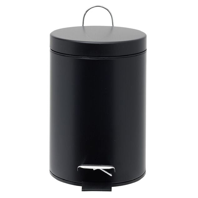 Poubelle salle de bain m&eacute;tal 3L noir