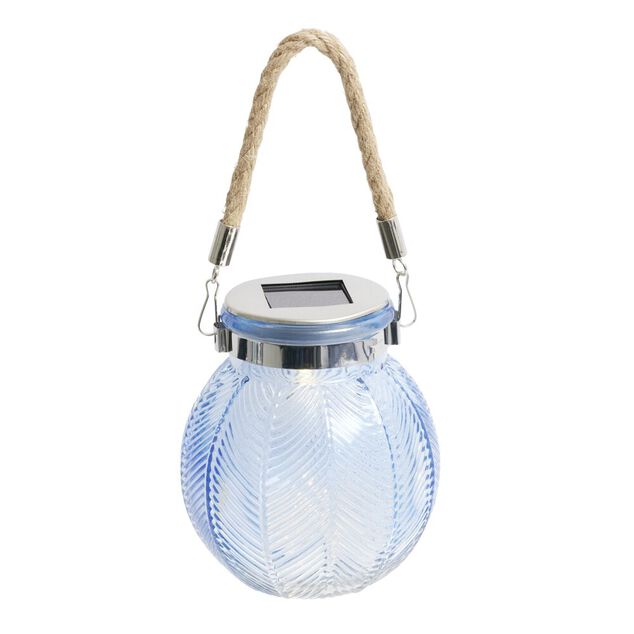 Lampe solaire &agrave; poser ou suspendre en verre et jute &Oslash;11xH12,5cm (2 mod&egrave;les)