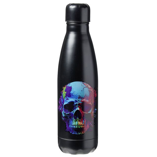 Bouteille isotherme Halloween noir t&ecirc;te de mort multicolore 500ml