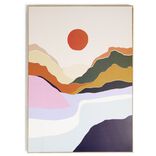 Cadre d&eacute;co en bois motif abstrait paysage 50x70cm