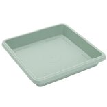 Soucoupe carr&eacute;e pot de fleur plastique vert laurier 27,5x27,5cm