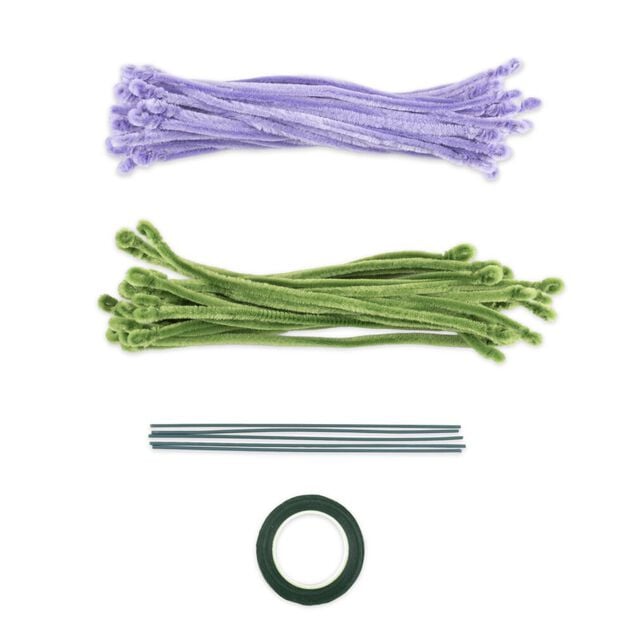 Kit cr&eacute;atif fil chenille fleur &agrave; confectionner L36cm (3 mod&egrave;les)