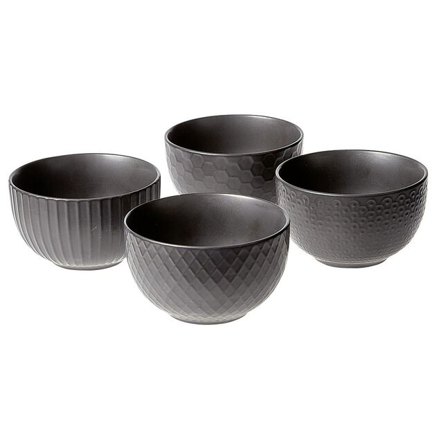 Bol en gr&egrave;s noir x4