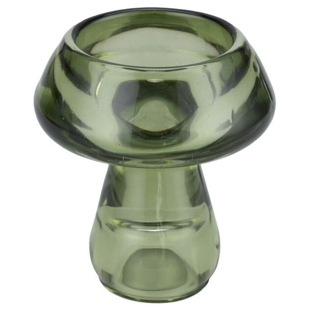 Bougeoir forme champignon verre &Oslash;6XH7 cm (3 mod&egrave;les rouge/vert/jaune)