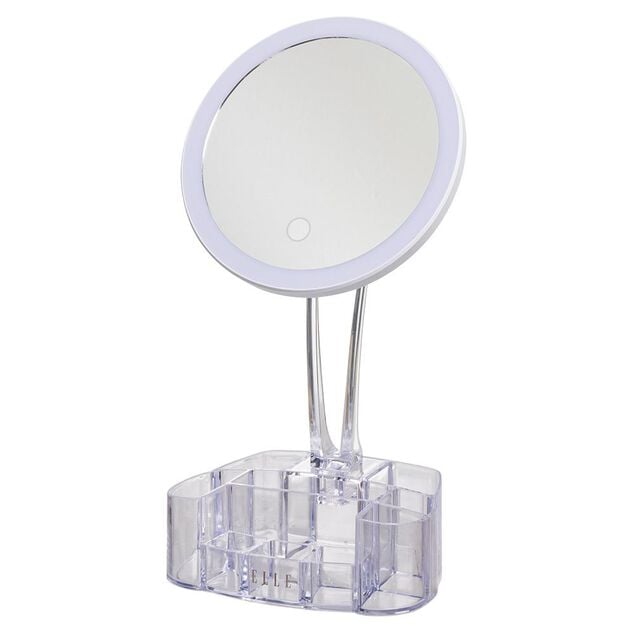 Miroir &agrave; LED avec rangement transparent
