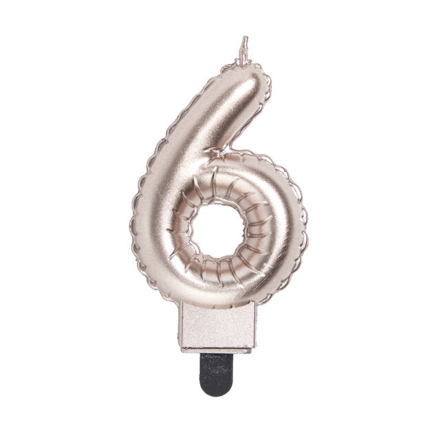 Bougie anniversaire chiffre 6 rose gold