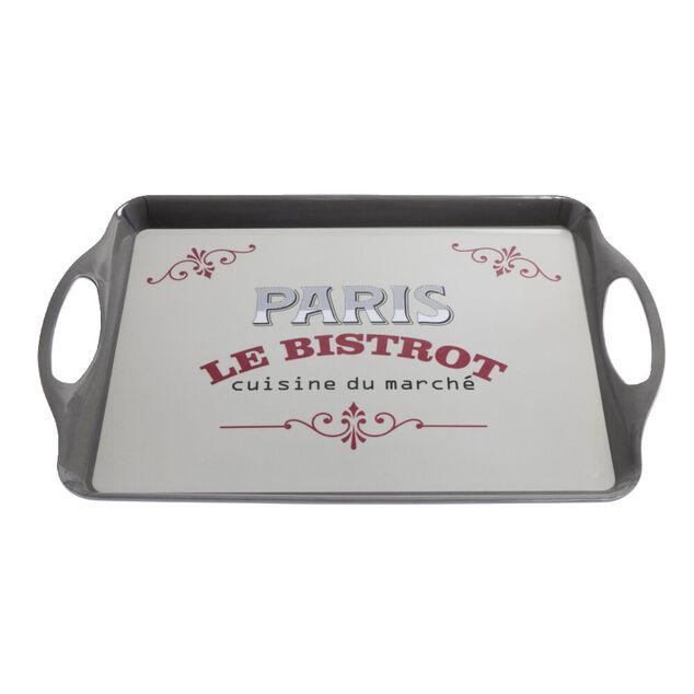 Plateau rectangulaire Paris le bistrot avec poign&eacute;es