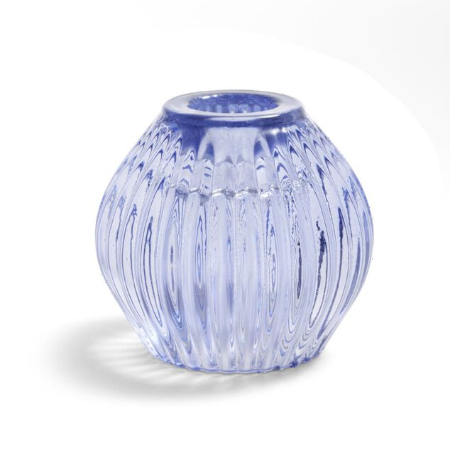 Bougeoir rond verre bleu &Oslash;7,5xH7,5cm