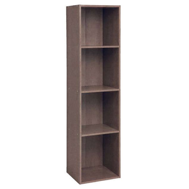 Tour de rangement Box Cube 4 cases en bois marron 35x30xH137cm