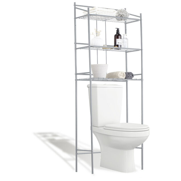 &Eacute;tag&egrave;re WC 3 niveaux acier gris 59,5x26,5xH170cm