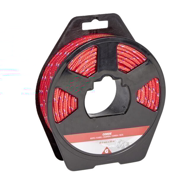 Corde &Oslash;6mmx20m plastique jaune