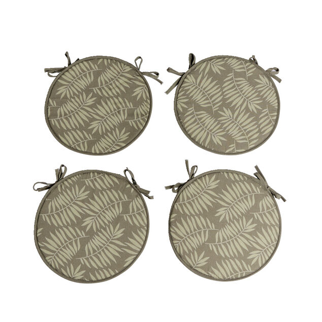 Lot de 4 galettes de chaise polyester et coton vert olive &Oslash;38cm
