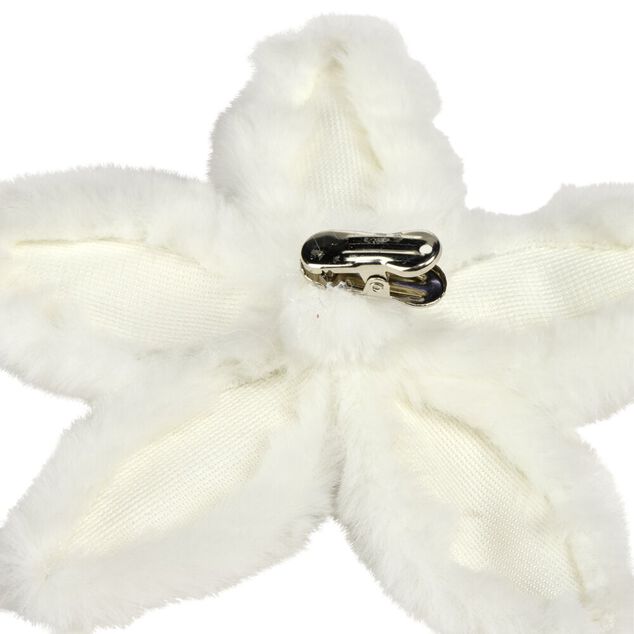 Fleur de No&euml;l poinsettia effet fourrure blanc &Oslash;15cm