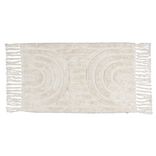 Tapis salle de bain frange coton beige 50x80cm