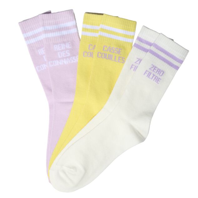 Chaussettes de tennis femme &agrave; message humour x3 coton et polyester 36/40 (3 mod&egrave;les)