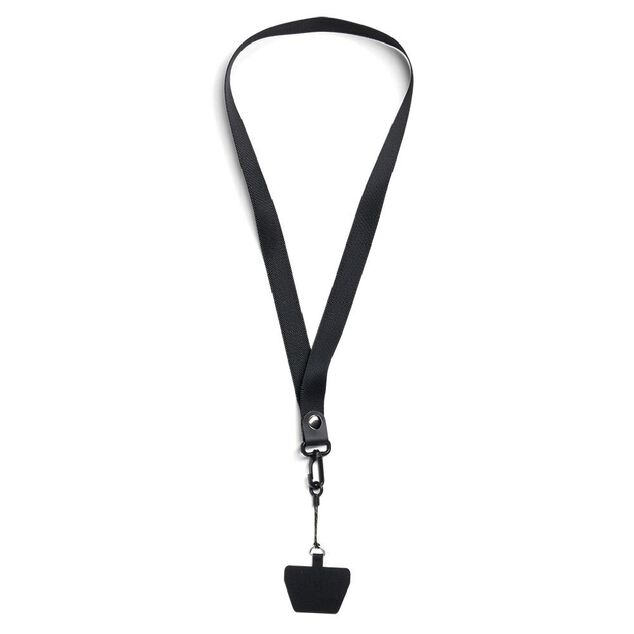 Cha&icirc;ne de t&eacute;l&eacute;phone en tissu noir L96cm