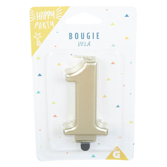 Bougie anniversaire chiffre 1 mat doré