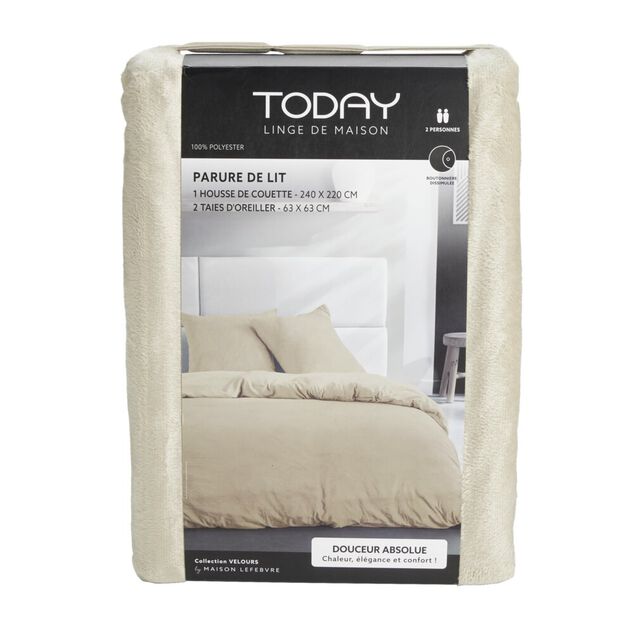 Parure de lit 220x240cm 2 personnes tissu velours (3 mod&egrave;les)