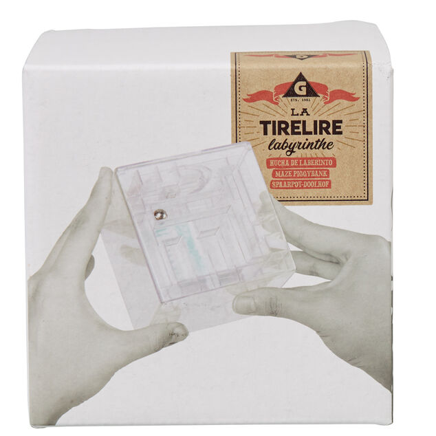 Tirelire design labyrinthe transparente