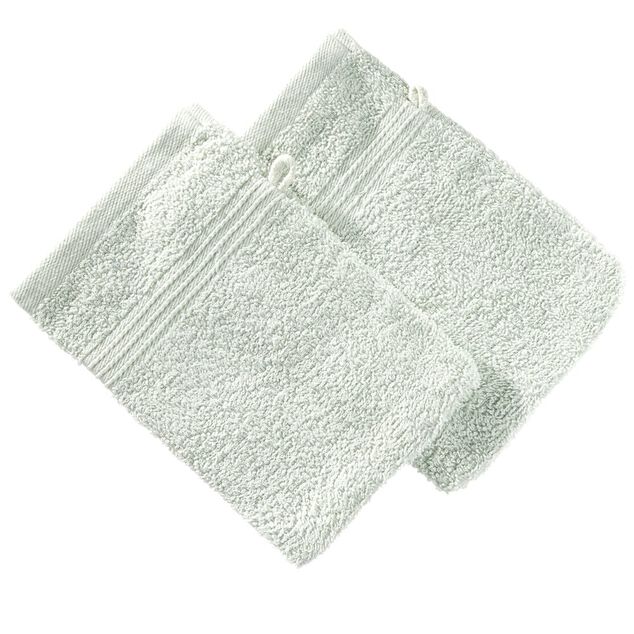Gant de toilette x2 coton vert c&eacute;ladon