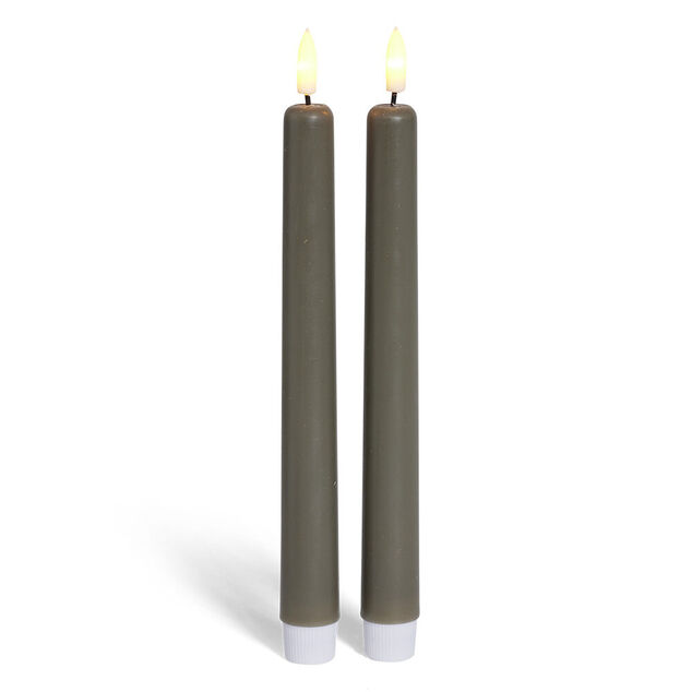 Bougie chandelle LED grise x2