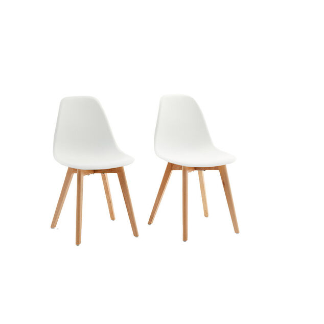 Chaise Chlo&eacute; blanche pied couleur naturel x2