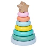 Tour empilable anneaux colorés en bois