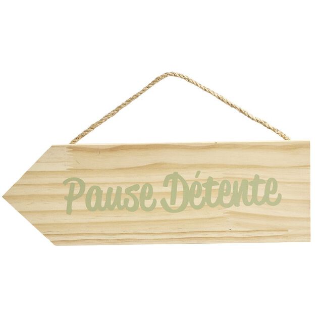 Pancarte en bois &agrave; suspendre avec message L30xH10cm