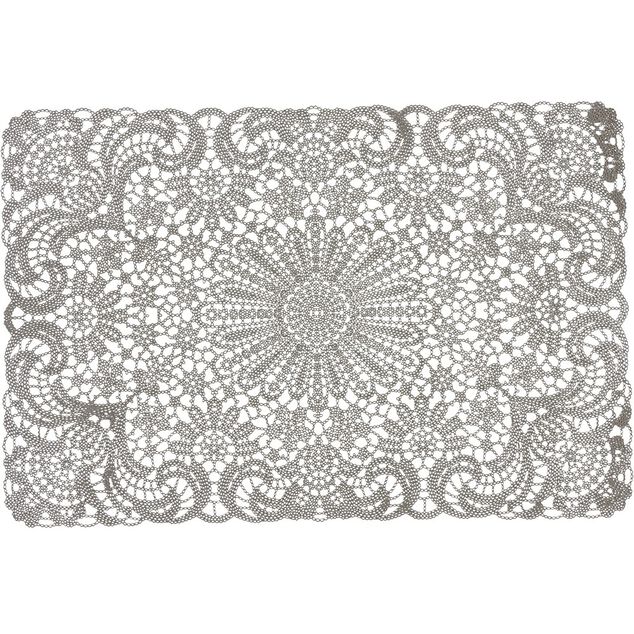Set de table rectangulaire plastique aspect dentelle uni gris