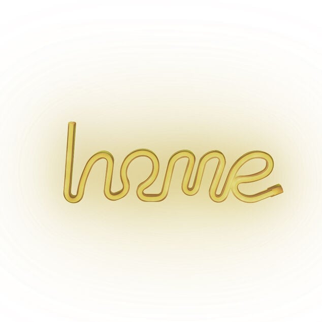 Lampe n&eacute;on LED forme home jaune &agrave; suspendre L34xH12,5cm