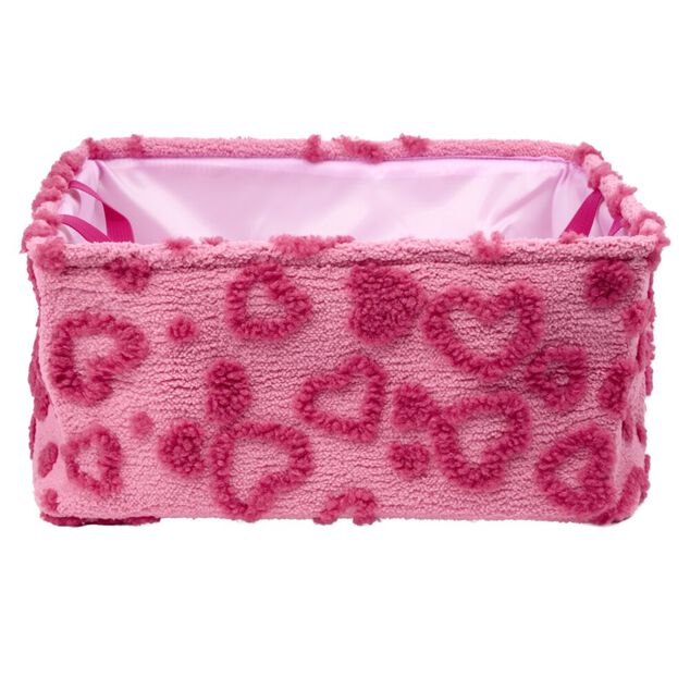 Pani&egrave;re de rangement rectangulaire souple motif relief coeur 40x32xH20cm (2 mod&egrave;les)