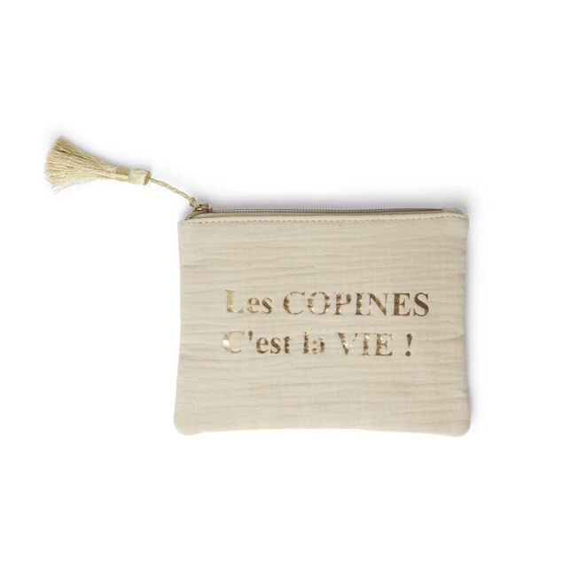 Pochette cosm&eacute;tique inscription message positif 13x17cm - 3 mod&egrave;les