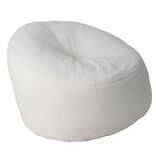 Pouf poire Clara effet laine boucl&eacute;e blanc &Oslash;92xH61cm