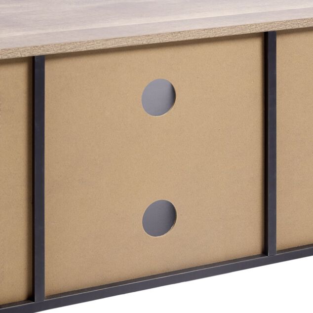 Meuble TV m&eacute;tal et bois Laura 2 portes 118x39xH49cm