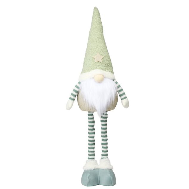 Gnome de No&euml;l nature &agrave; poser jambes extensibles H50 &agrave; 68cm (2 mod&egrave;les)