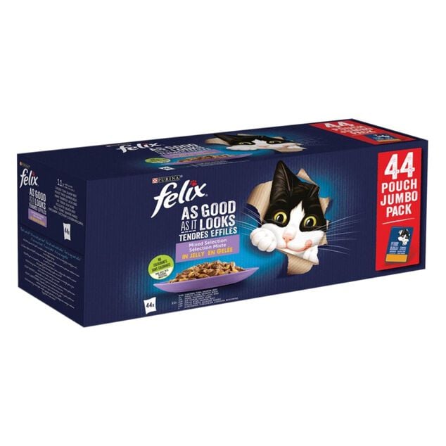 Sachet pour chat 44x 85gr Felix Mix Box 4 saveurs en gel&eacute;e
