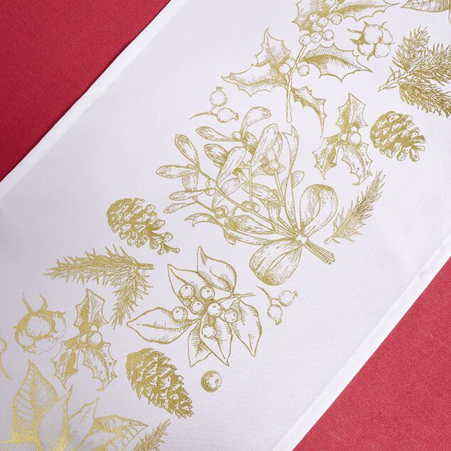 Nappe rectangulaire avec chemin de table imprimé décor réveillon